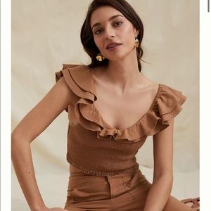 Anthropologie Maeve Ruffled Smocked Top